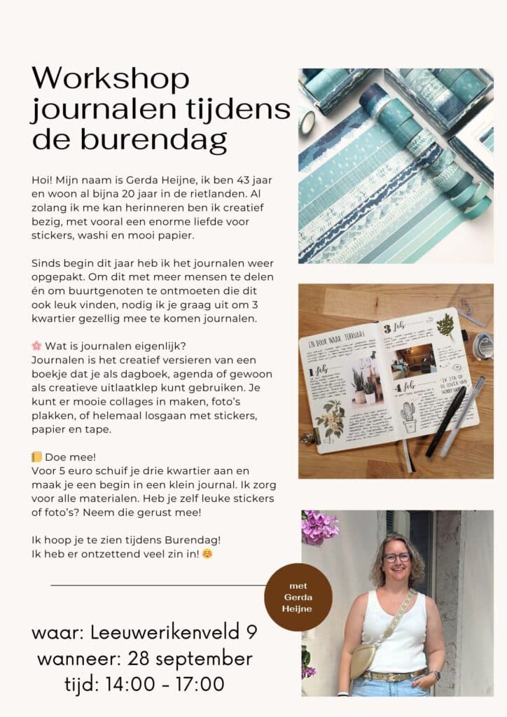 workshop journalen met plaats info
